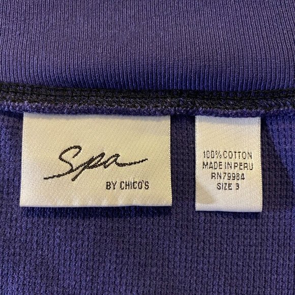 Spa by Chicos 100% Cotton 2 side pockets Jacket Size 3(XL) Blue - Picture 5 of 6